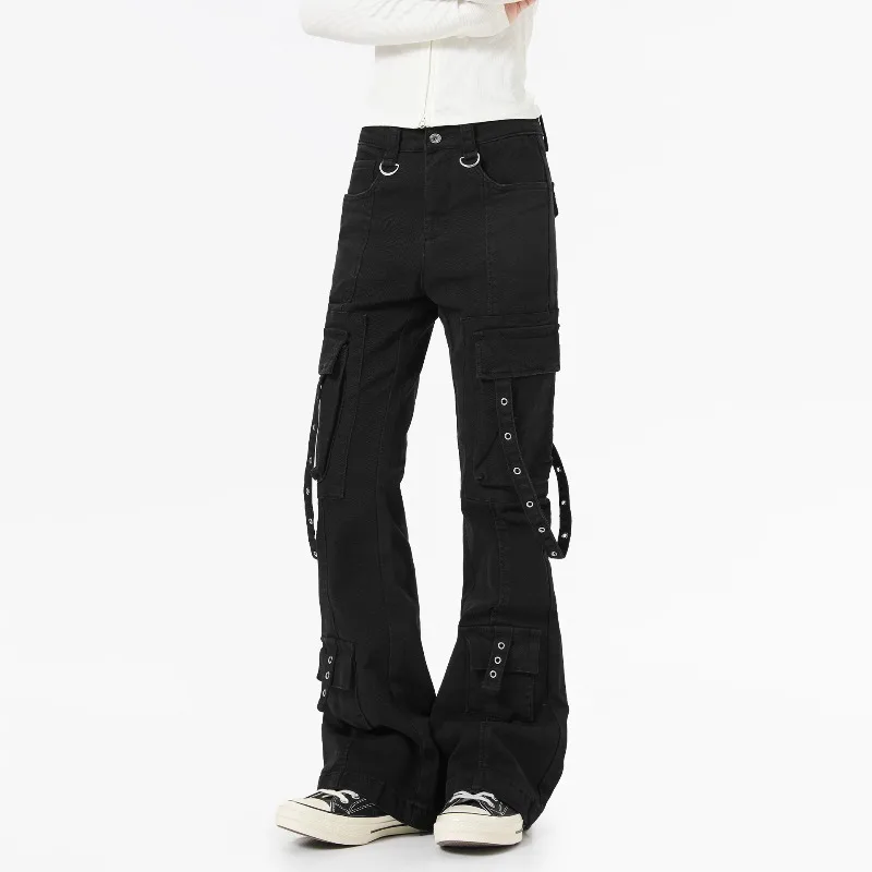 

OR FL Dark Y2K Binding Strap Micro 97 Cotton Women Cargo Trousers American Streetwear Brand High Street Multiple Pockets Slacks