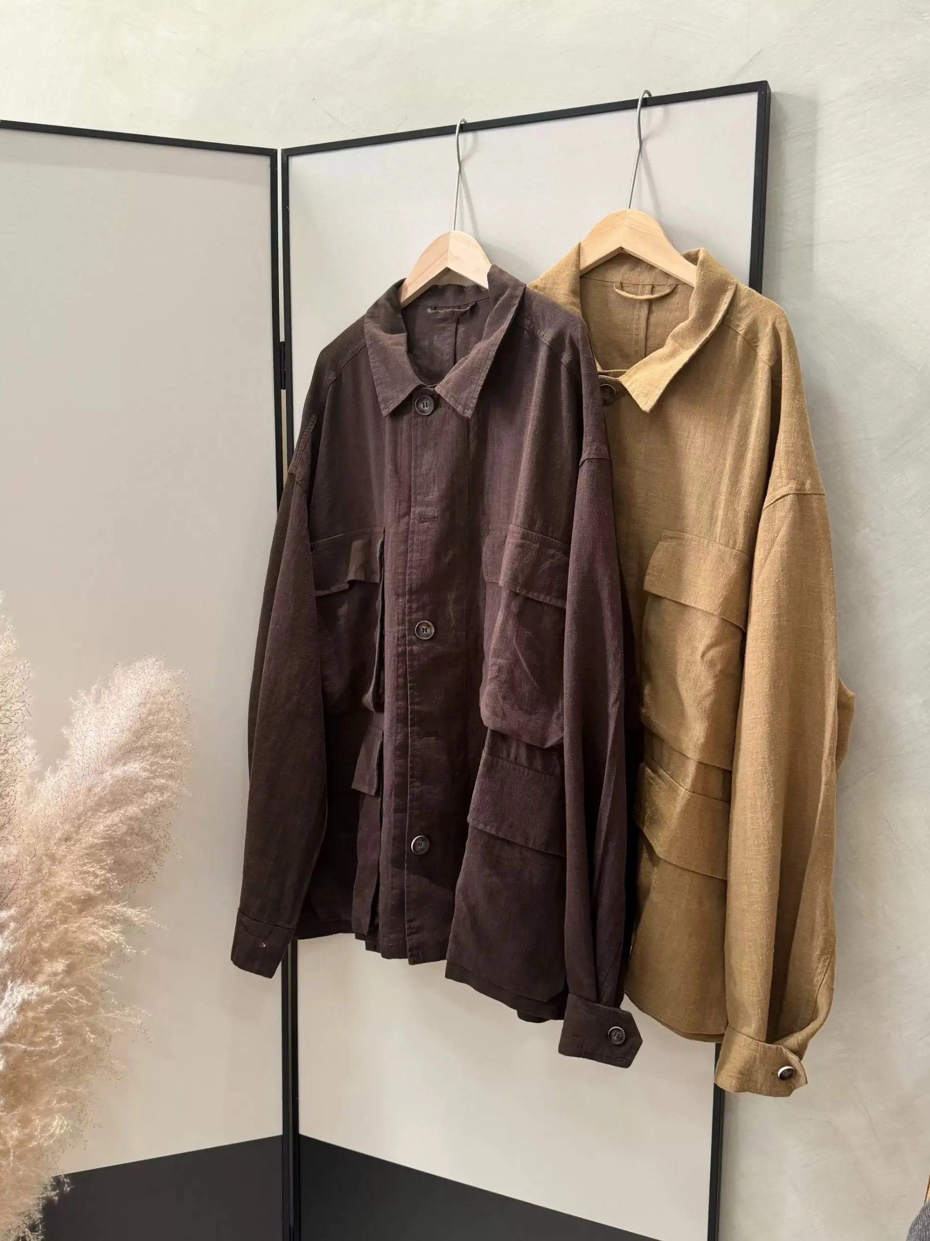 Retro Style Women's Linen Jacket Vintage Worn-look Casual Turn-down Collar Long Sleeve Coat Artistic Cool Zen Style Autumn Wear