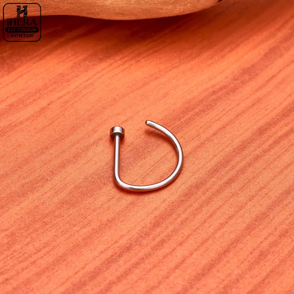 1/10PCS ASTM F136 Titanium Fake Nose Ring Hoop Non Piercing D Shape Nostril Lip Septum Earring Body Jewelry Kit