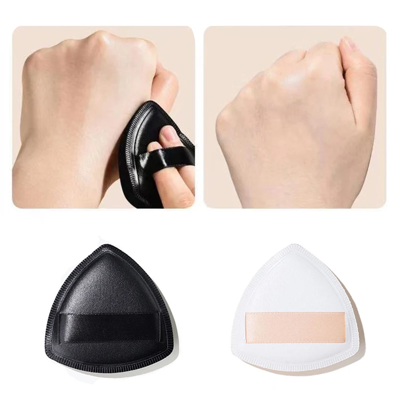 Triângulo veludo pó puff pizza farinha mini rosto maquiagem esponja cosméticos lavável leve molhado e seco maquiagem ferramenta beleza