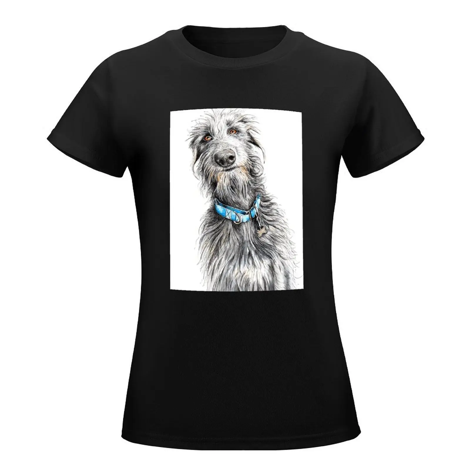 Deerhound, Wolfhound, Scruffy Lurcher, Scottish Deerhound T-Shirt tops summer tops workout shirts for Women