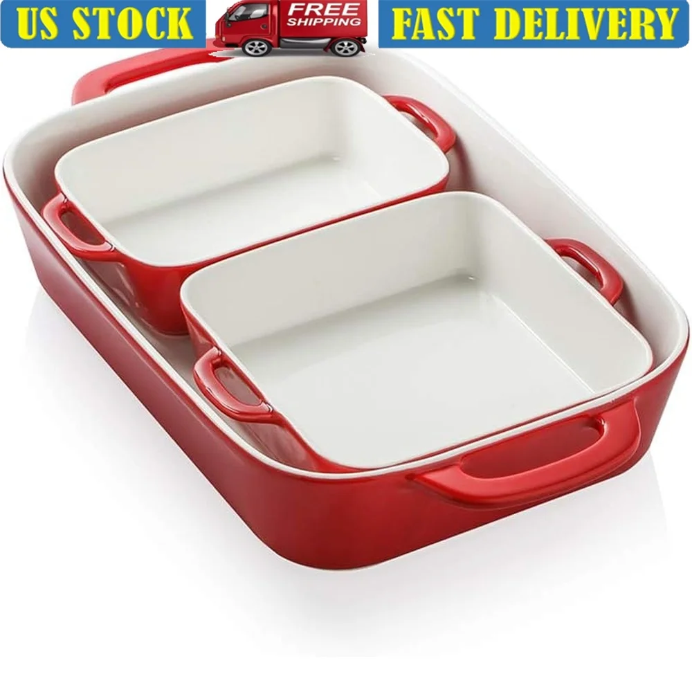 

Ceramic Bakeware Set Rectangular Baking Dish Casserole Dish Kitchen Bake Cooking Oven Safe Non-Stick Dishwasher Safe Ideal Daily
