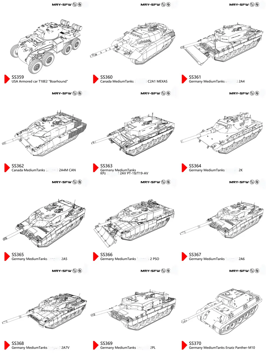 

Предпродажа модели США T18E2 C2A1 MEXAS Германия 2A4 2A4M 2AV PT-19/T19-AV 2K 2A5 2 Средний танк PSO 2A6 2A7V 2PL Ersatz Panther M10