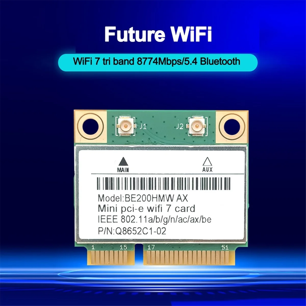 WiFi 7 PCI-E WiFi-kaart BE200 BE200HMW 8774 Mbps 2.4G/5G/6 Ghz voor Bluetooth 5.4 802.11BE Netwerkadapter Interne Antenne