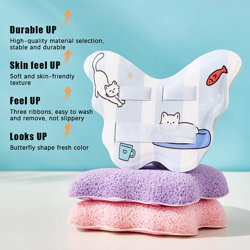 فراشة غسل الوجه نفخة إسفنجة لينة الوجه التقشير نفخة رغوة للتنظيف العميق مناسبة لإزالة ماكياج وغسل