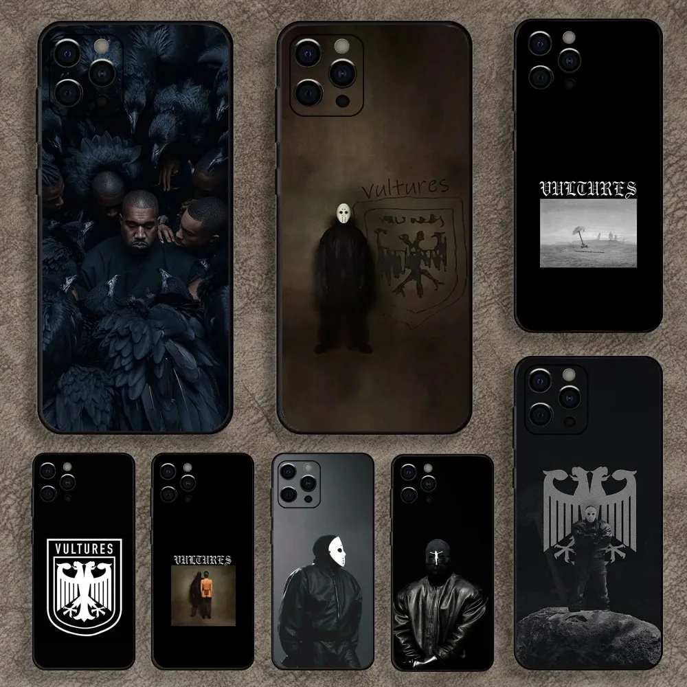 Rapper K-Kanye West Vultures Phone Case For Apple iPhone 15,14,13,12,11,Pro,X,XS,Max,XR,Plus,Mini Soft Black Cover