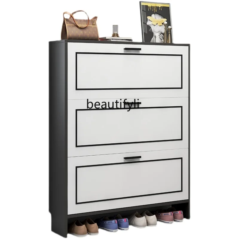 

TT Light Luxury Ultra-Thin Tilting Shoe Cabinet Home Doorway Large Capacity Storage Dustproof Simple Concise Modern