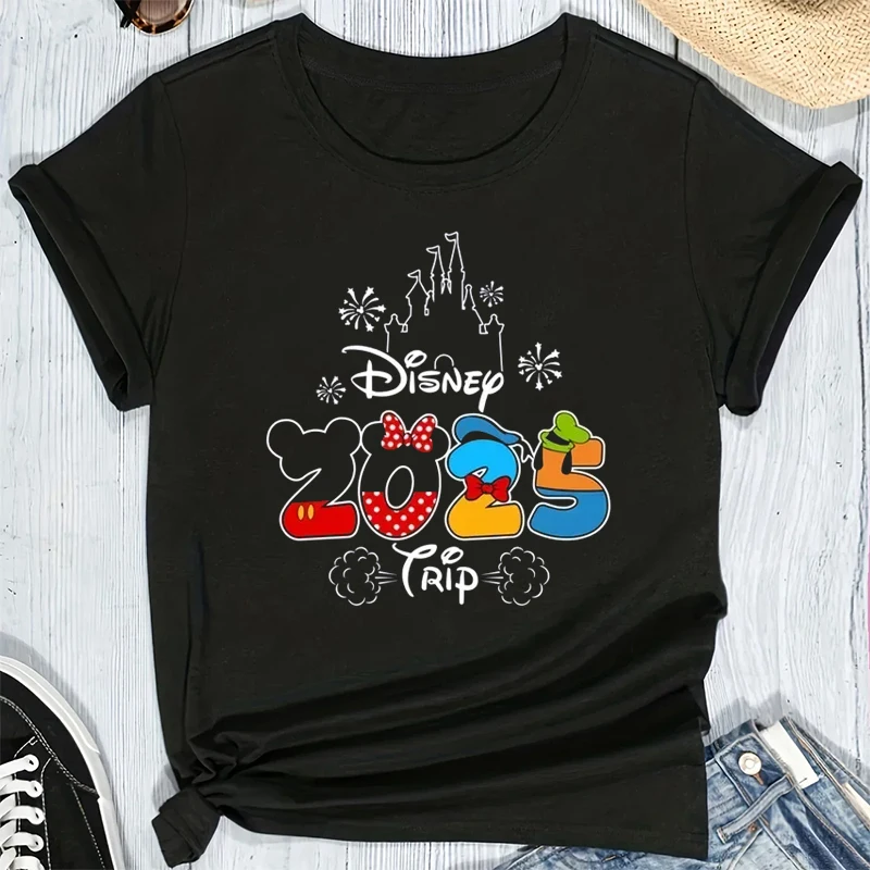 

Funny Minnie Printed Women T-shirts 2025 Vacation Trip Short Sleeve T Shirts Harajuku Fashion Casual Clothing Tops Unisex Tees