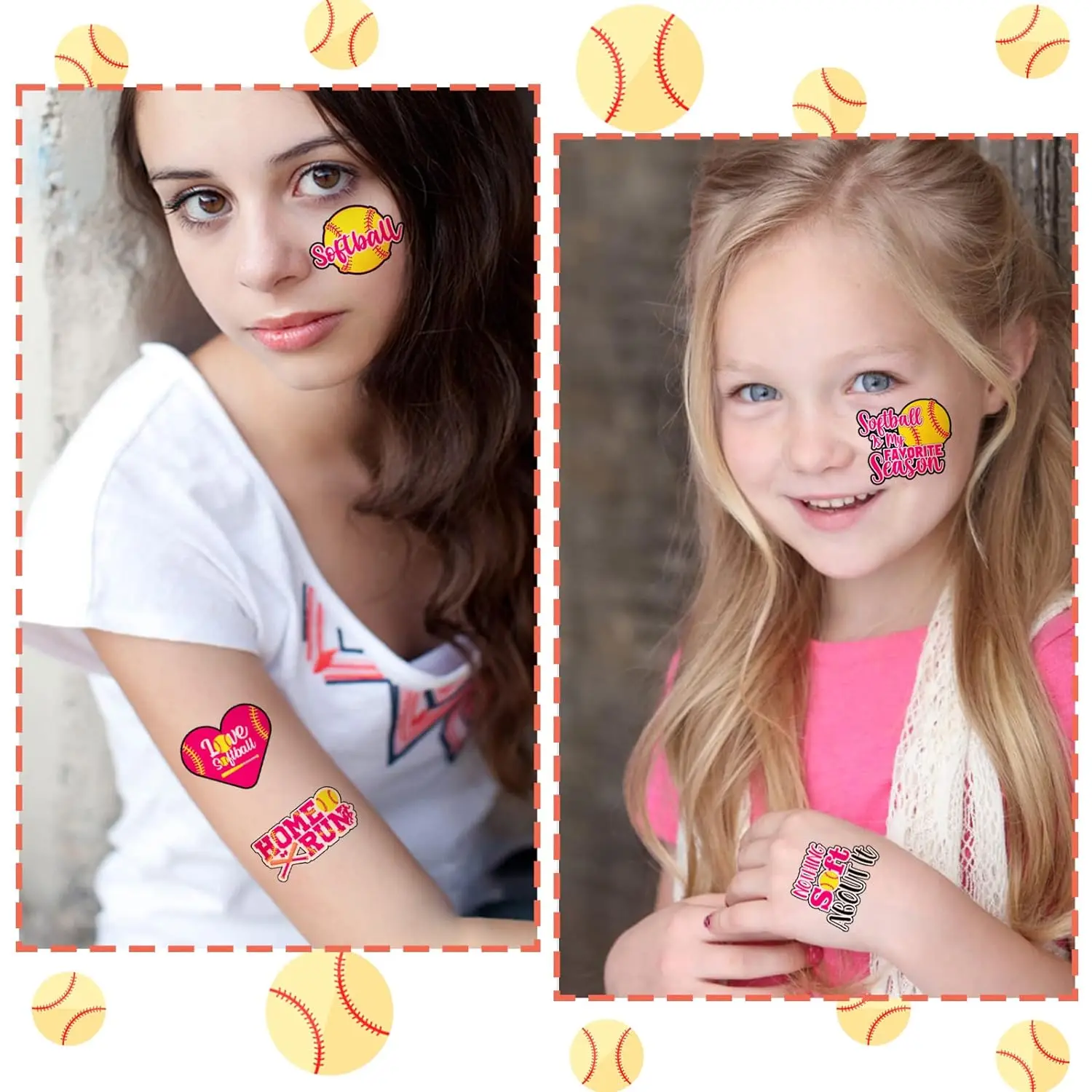 Softball Temporary Tattoos for Girls Baseball Softball Tattoos Stickers for Softball Party Decorations Softball Birthday Gifts