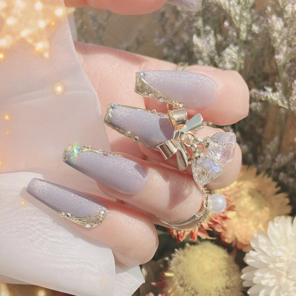 4pcs Crystal Bell Decorative Rhinestones Christmas Nail Studs 3D Bowknot Charms For Diy Manicure Xmas Nail Art Decor