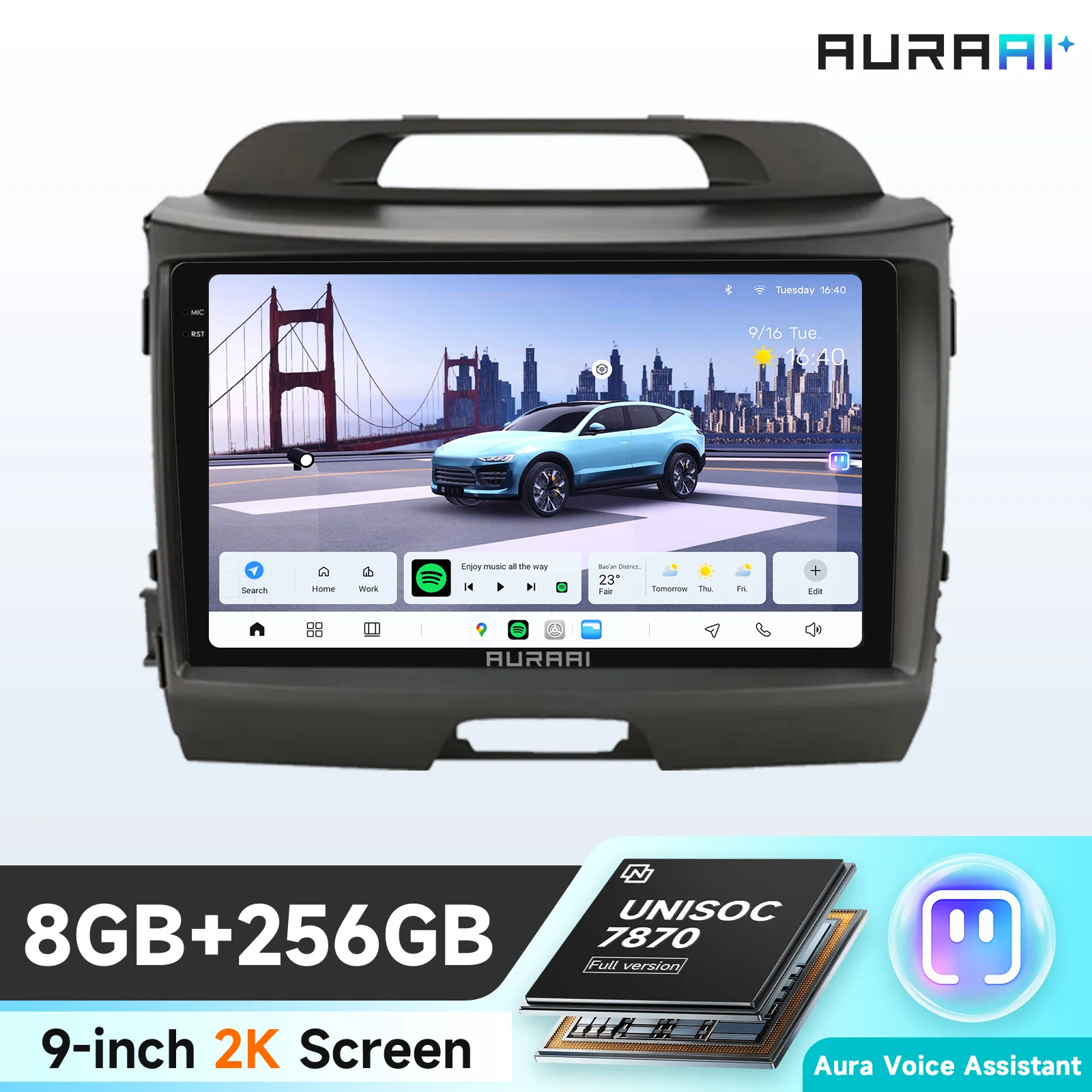 9 inch 7862 AI Systemen CarPlay Android Auto autoradio voor KIA Sportage 2010-2016 GPS multimediaspeler stereo headunit autoradio