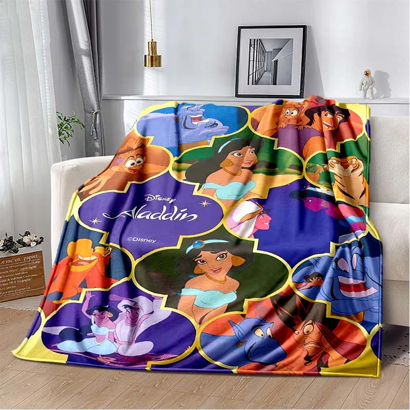 Disney Cartoon Aladdin Room Decoration Warm Blanket Comfortable Soft Portable Travel Picnic Blanket Gift for Family or Friends