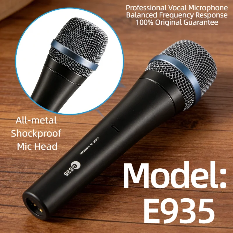 

Динамический вокальный микрофон E935, кардиоидный, ручной, для профессиональных выступлений на сцене, караоке, конференций, пения, проводной.