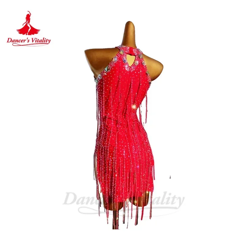 Latin Dance Performance Dress for Women Senior AB Stones Rumba Chacha Tango Competition Skirt Custom Adult Child Latin Dresses