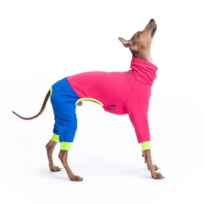 Warme Hundekleidung, Hochgeschlossener Fleece-Jumpsuit für Greyhound und Whippet Hunde, Viereckiger Dehnbarer Haustier-Pyjama, Weiche Ganzkörperkleidung – Detail 3