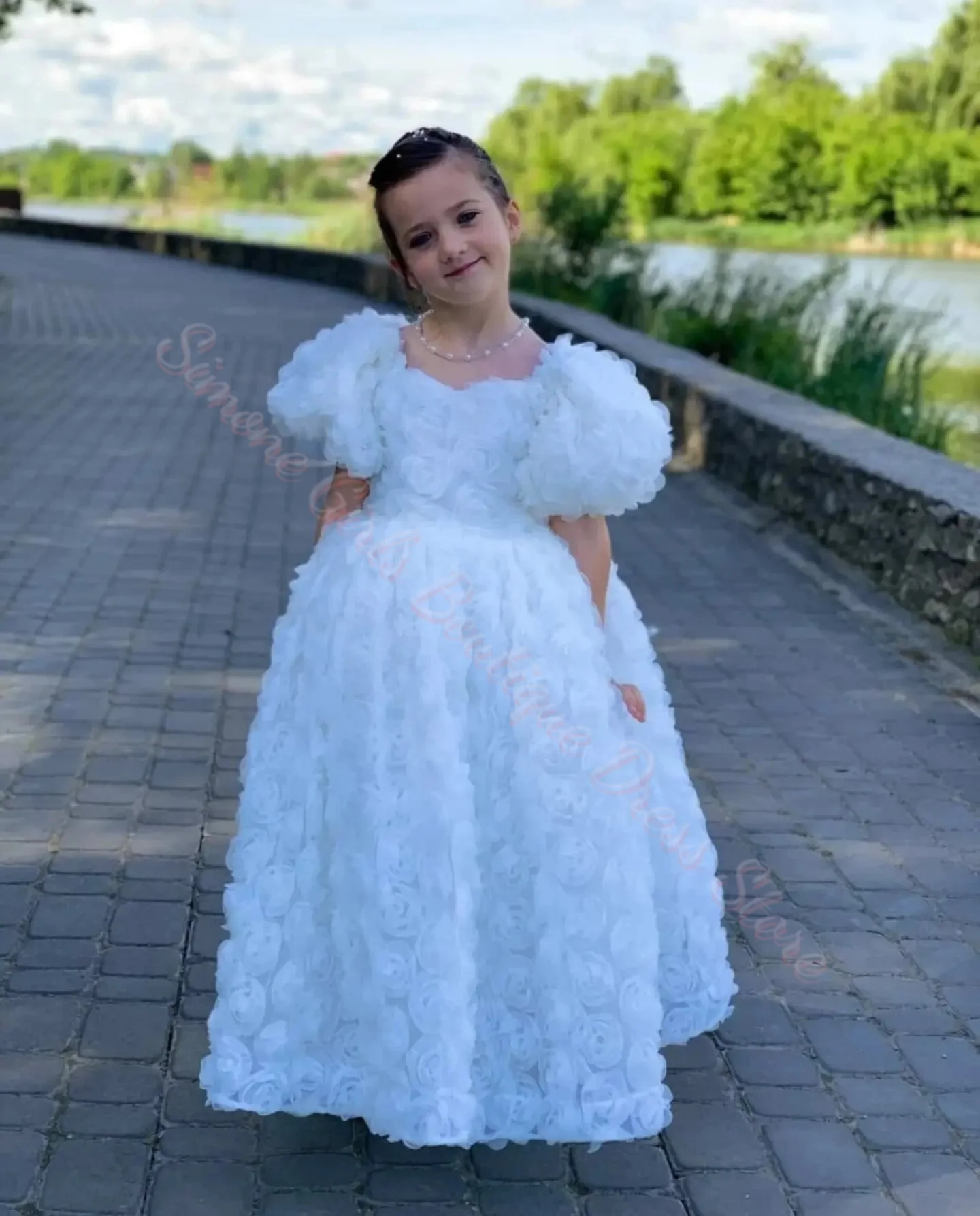 New Girls Dress with Flowers Girl Dress French Princess Gown Kids Fashion Runway Pageant Party Birthday Wedding Evening Clothes