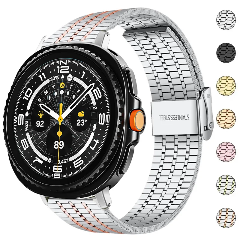 

Ремешок из нержавеющей стали для Samsung Galaxy Watch 8 40 44 мм/8 Classic без зазоров, металлический браслет для Galaxy Watch Ultra2/Watch 7 Ultra