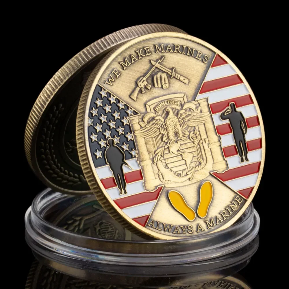 United States Military Coin Souvenir We Make Marines Flag Pattern Commemorative Coin Semper Fidelis Gold Plated Coin