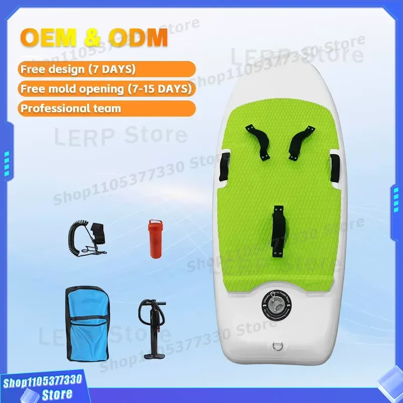 110L 140L Green White Carbon Fiber Inflatable Surfboard with Flaps for Kitesurfing Water Surfing Marine Hydrofoil Boats