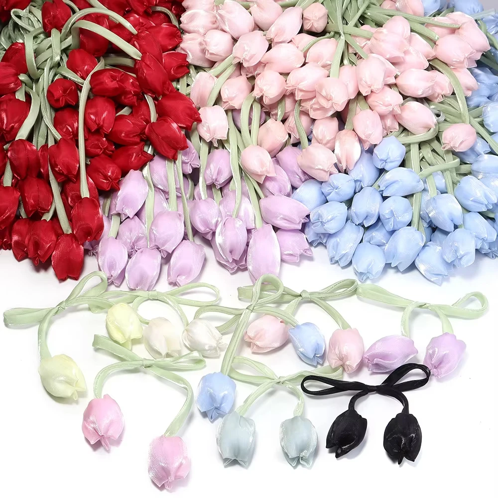 Tulip Curtain Straps Adjustable Curtains Tie Rope Multifunctional Tassels Tulip Hair Rope Cloth Bowknot Flower Hair Ring Decor