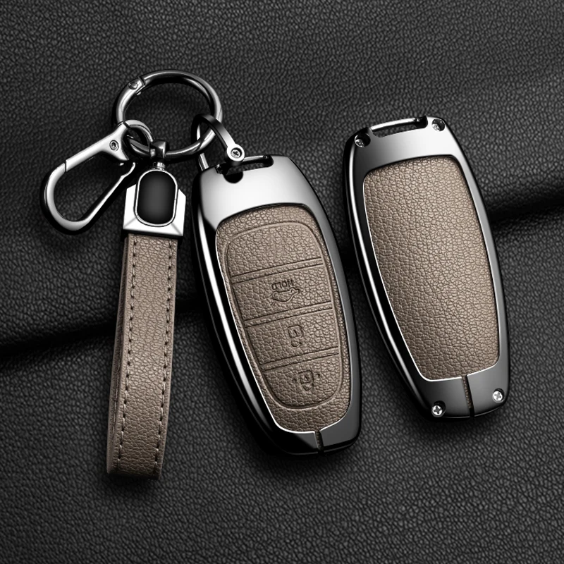 

New Auto Alloy Car Key Case Cover Fob for Hyundai Solaris Sonata Hybrid NEXO NX4 New Grand Santa Fe Tucson 2020-2024 Accessories