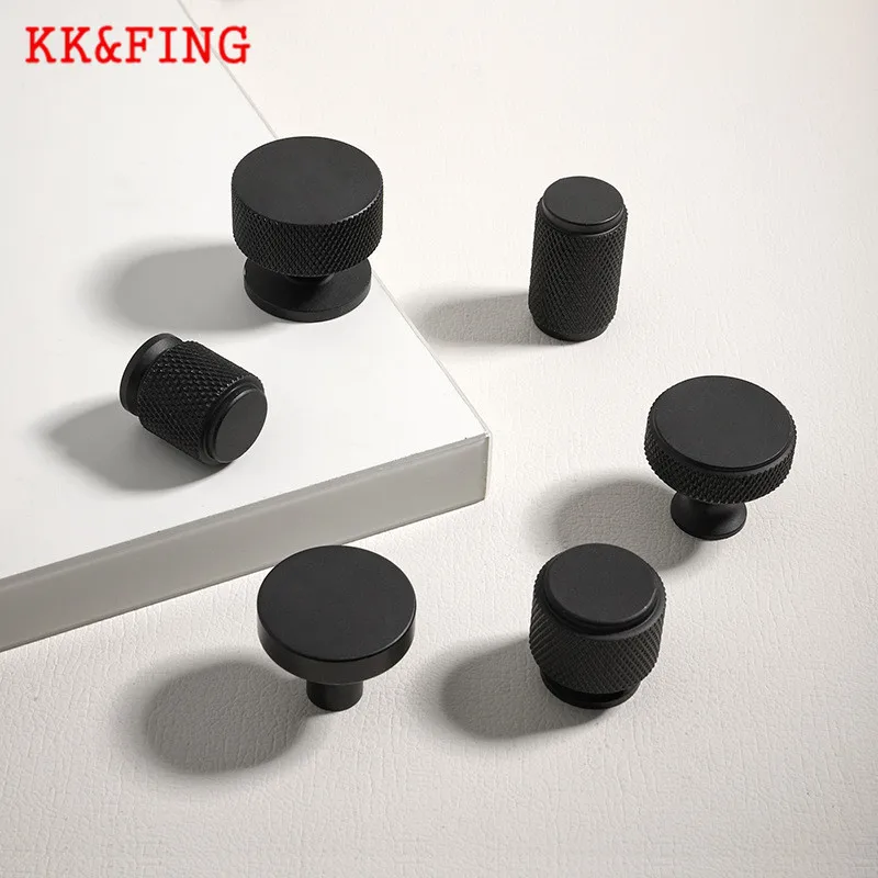 KK&FING Modern Simple Round Black Gold Silver Single Hole Handles Cabinet Door Knobs and Handles Drawer Pulls Furniture Hardware