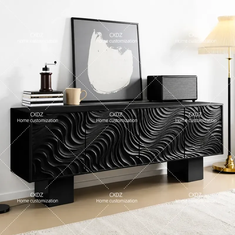 Minimalist Solid Wood Dining Side Cabinet Small Apartment Living Room Storage Locker Medium Antique Tea Cabinet Customizable