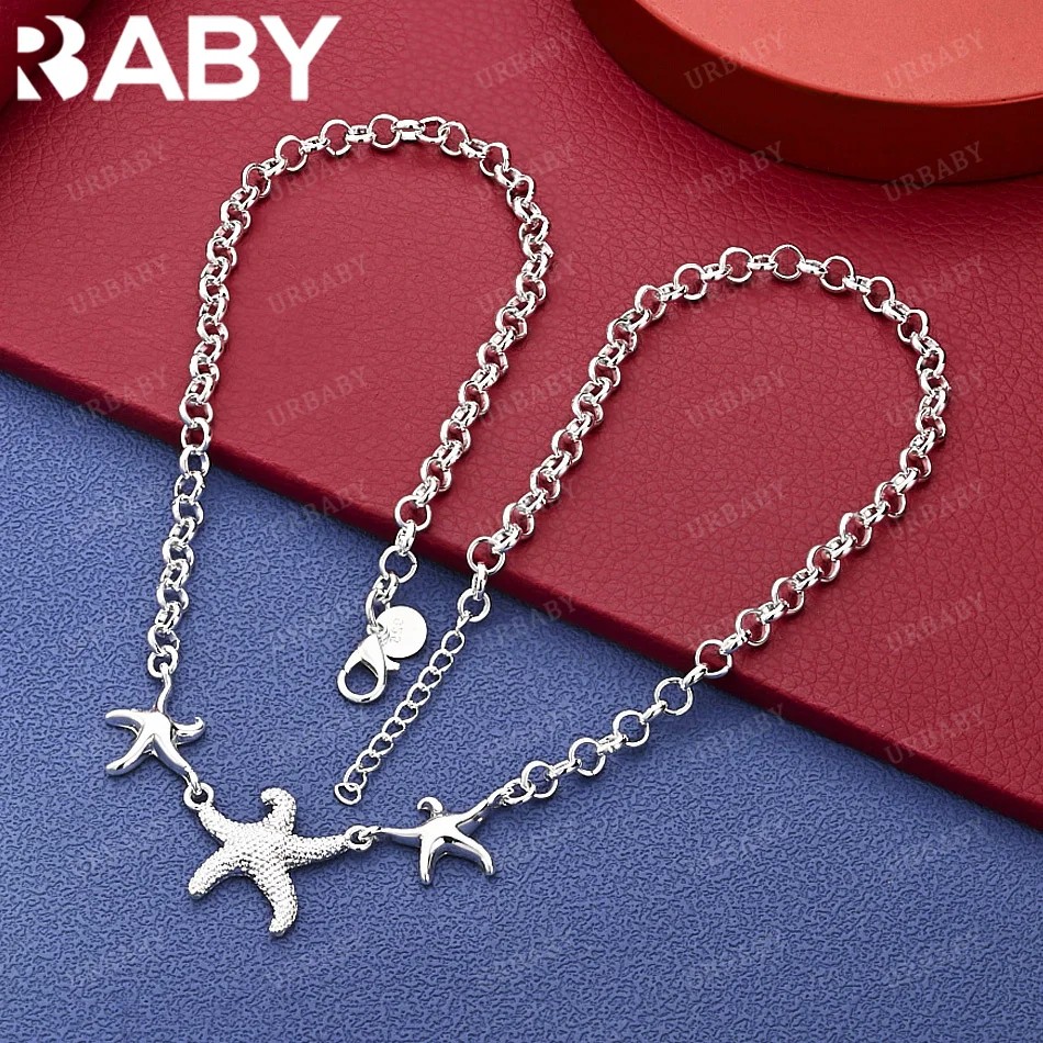 

URBABY 925 Sterling Silver Starfish Chain Necklace For Men Charm Trend Birthday Gifts Fashion Party Fine Jewelry
