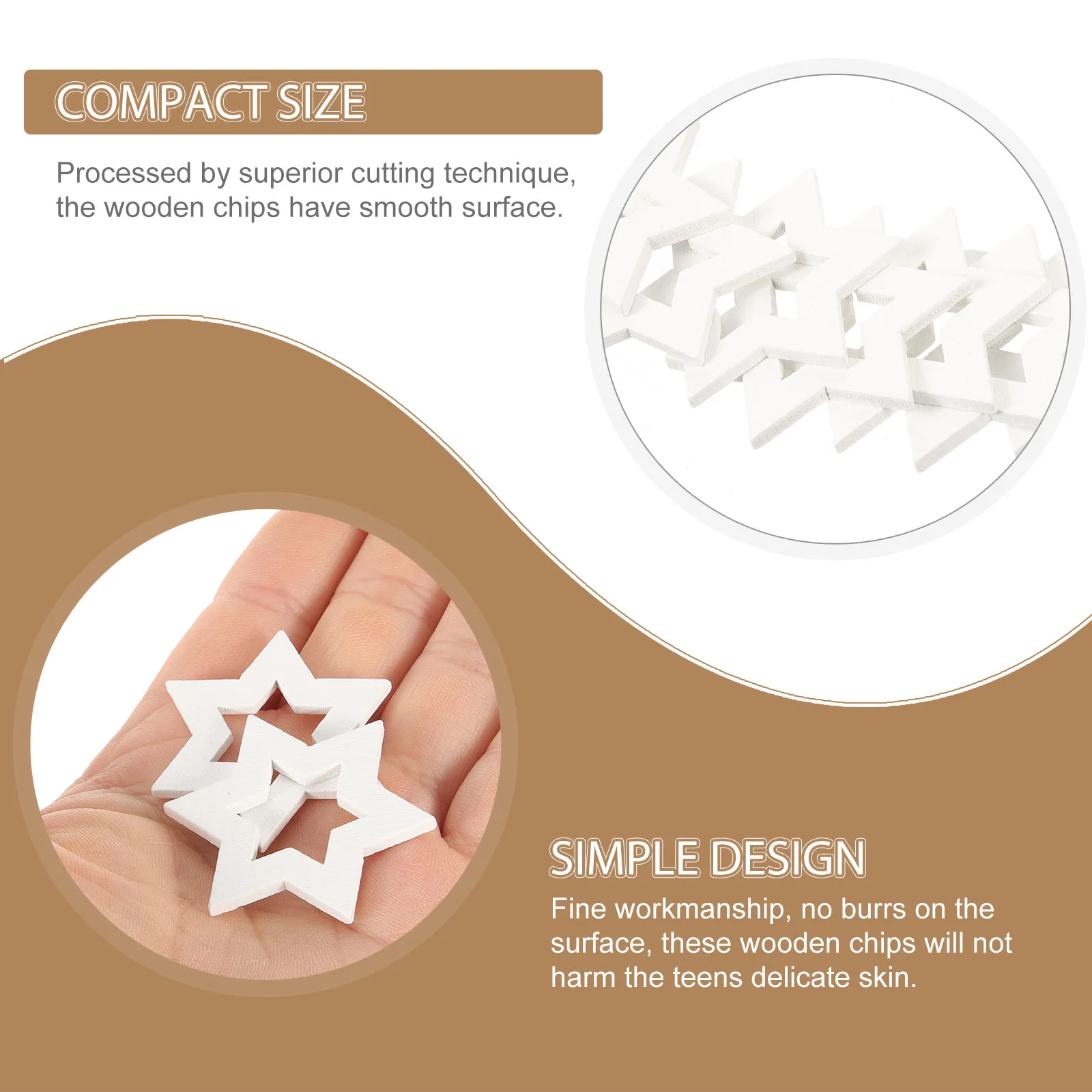 

100pcs Hexagonal Star Wooden Cutouts 4CM DIY Crafts Unfinished Slices Festival Decor Hanging Ornaments Sewing Accessories