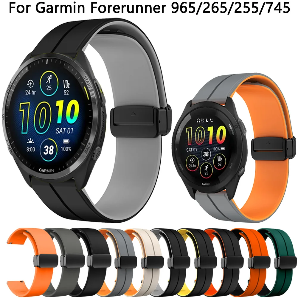 22mm Strap For Garmin Forerunner 265 965 745 255 Music Silicone Band for Vivoactive 4 Venu 2 3 Smart Watch Watchband Bracelet