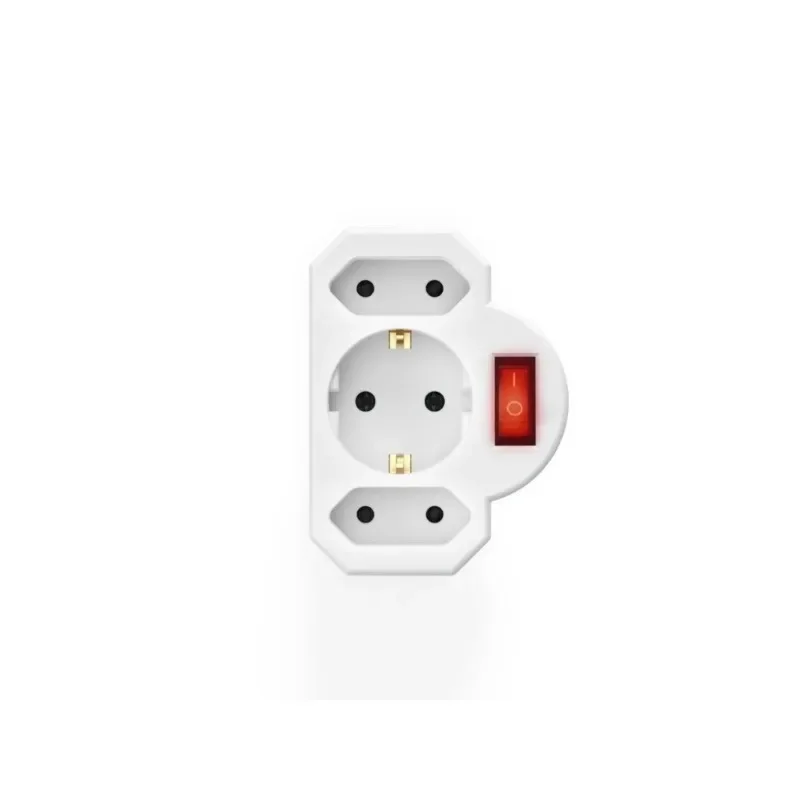 

1 to 3 Plug Adapter with Switch, German Standard Power Converter, Euro Plug Socket for Turkey & Portugal, 16A