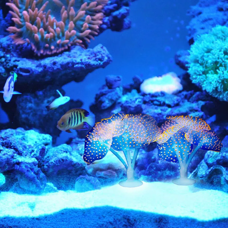 Fluorescent Fish Tank Aquarium Decoration Artificial Coral Simulation Plant Ornament Pets Underwater Landscape With Suction Cup