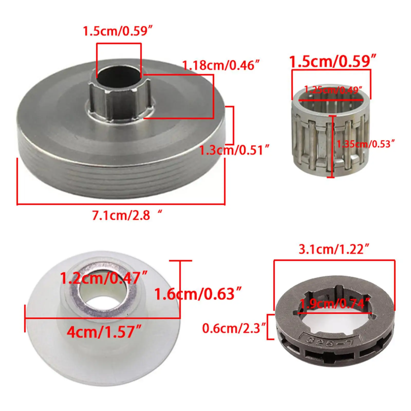 High Hardness Clutch Drum Sprocket Kit Metal Spare Parts Replacement Bearing Gear for 45cc 52cc 58cc Chainsaw