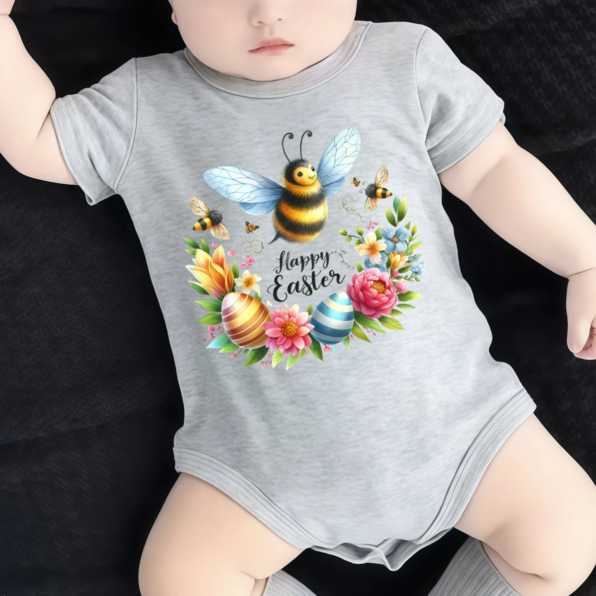 

Боди из чистого хлопка, милый комбинезон с изображением маленькой пчелки на Пасху, удобная одежда для малышей, комбинезон для новорожденных от 0 до 12 месяцев