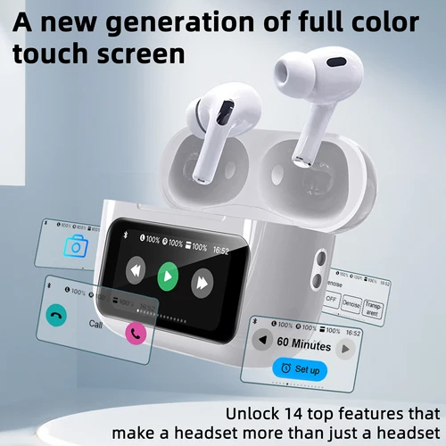 Auriculares inalámbricos Bluetooth ANC auriculares con cancelación activa de ruido con micrófono incorporado auriculares táctiles adecuados para Android/iOS