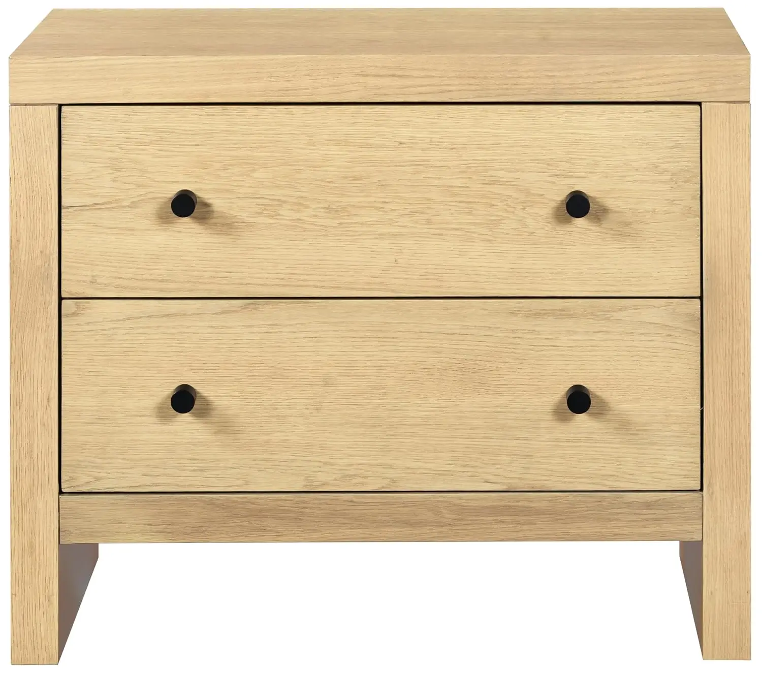 Oak Nightstand with 2 Drawers Modern Bedroom Storage Fully Assembled 30