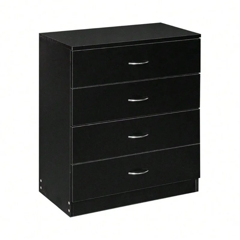 

4 Drawers Dresser Black Wood Chest Storage Cabinet for Closet to Storing Clothes