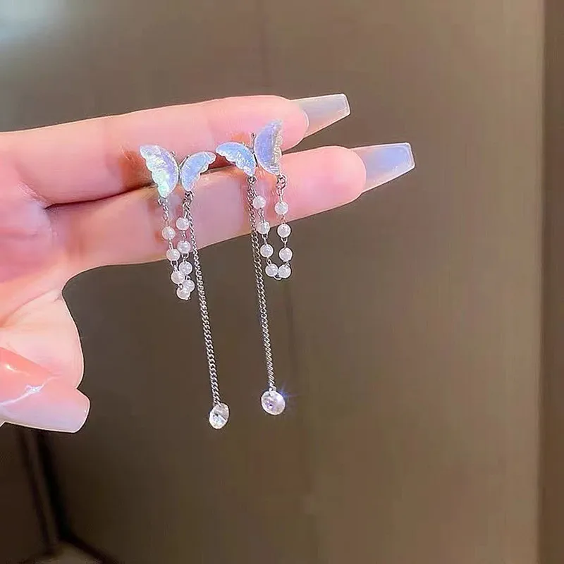 Vergoldete Kristallblatt-Quasten-Tropfenohrringe für Frauen, glänzende Zirkon-Blume, baumelnde Ohrringe, Hochzeit, Schmuck, Geschenk, Y2k – Detail 4