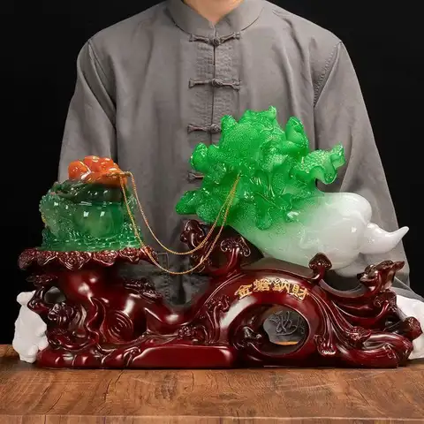 lucky Golden Toad Cabbage Office Living Room Gold Cicada Toad Craft Gift