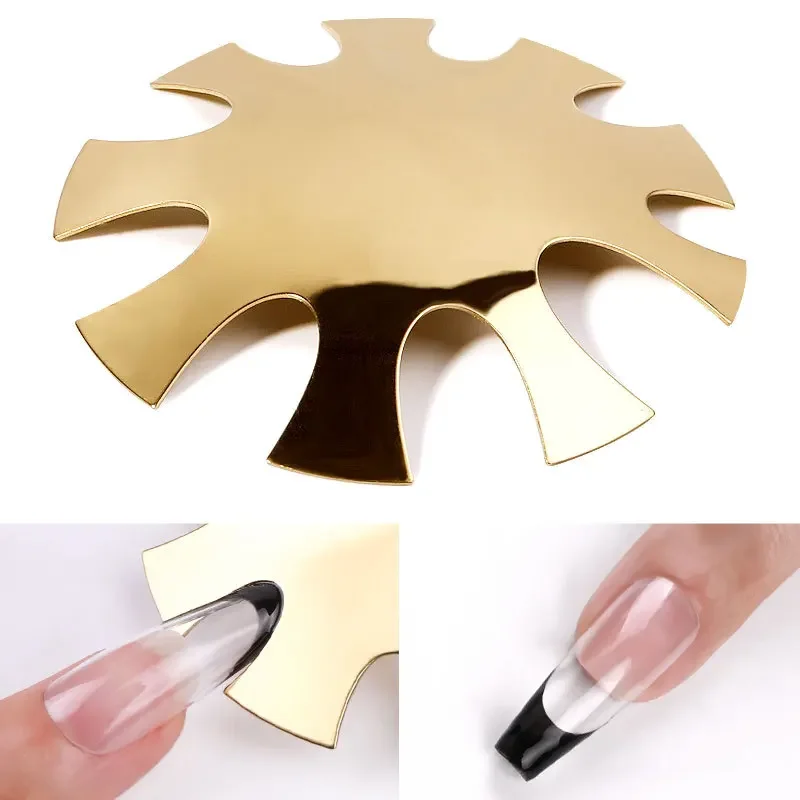 French Manicure Sculpting Steel Plate Mold, Template for French Smile Cut V Line, Tips Edge Trimmer