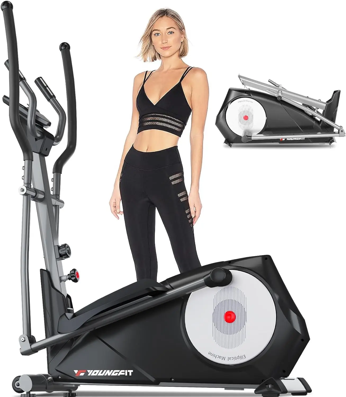 Elliptical Machine, 95% Pre-Installed Elliptical Exercise Machine Trainer with 22 Resistance Levels Hyper-Quiet Magnetic Driving