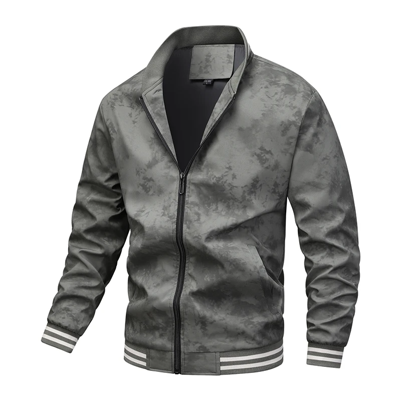 

Autumn Baseball Coats Collar Short Loose Solid Color Jackets Men's Business Casual Thin Trend Digital Print Jacket Men Clothing