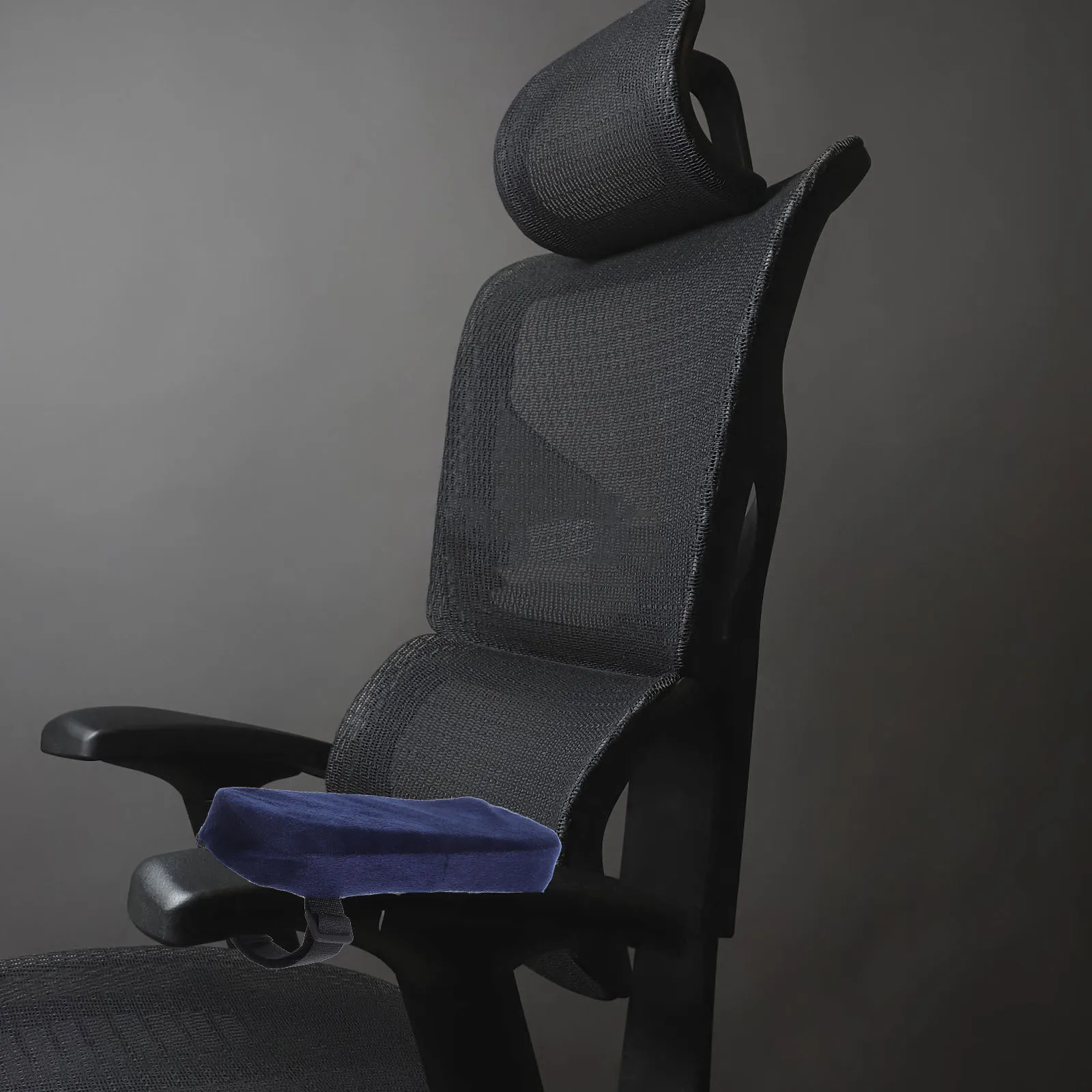 2Pcs Dark Blue Memory Foam Armrest Covers for Office Chair Enhanced Forearm Support Non Slip Base for Long Sitting Comfort