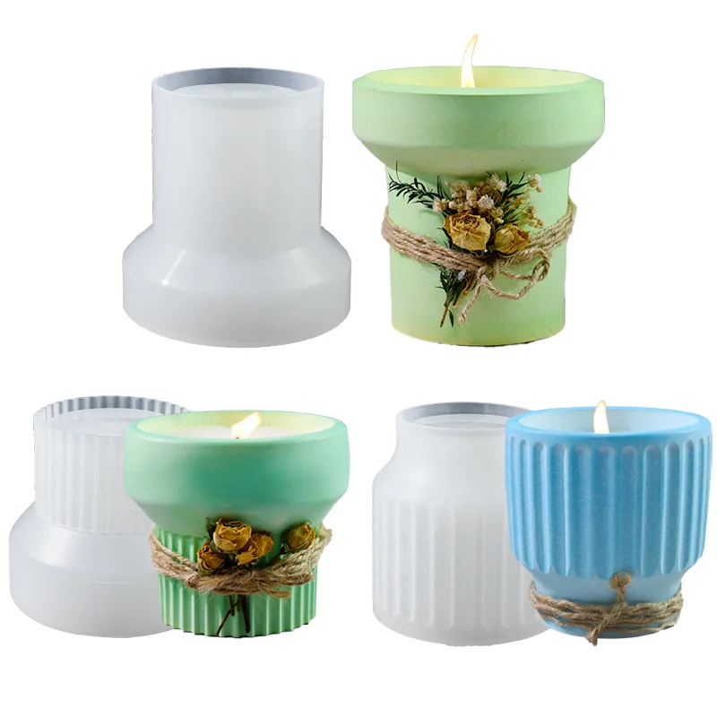 DIY Silicone Mold Suitable for Candle Making Cement CraftsCandle Cup Holder with Stepped Waist Reduction,for Desktop Flower Pot,