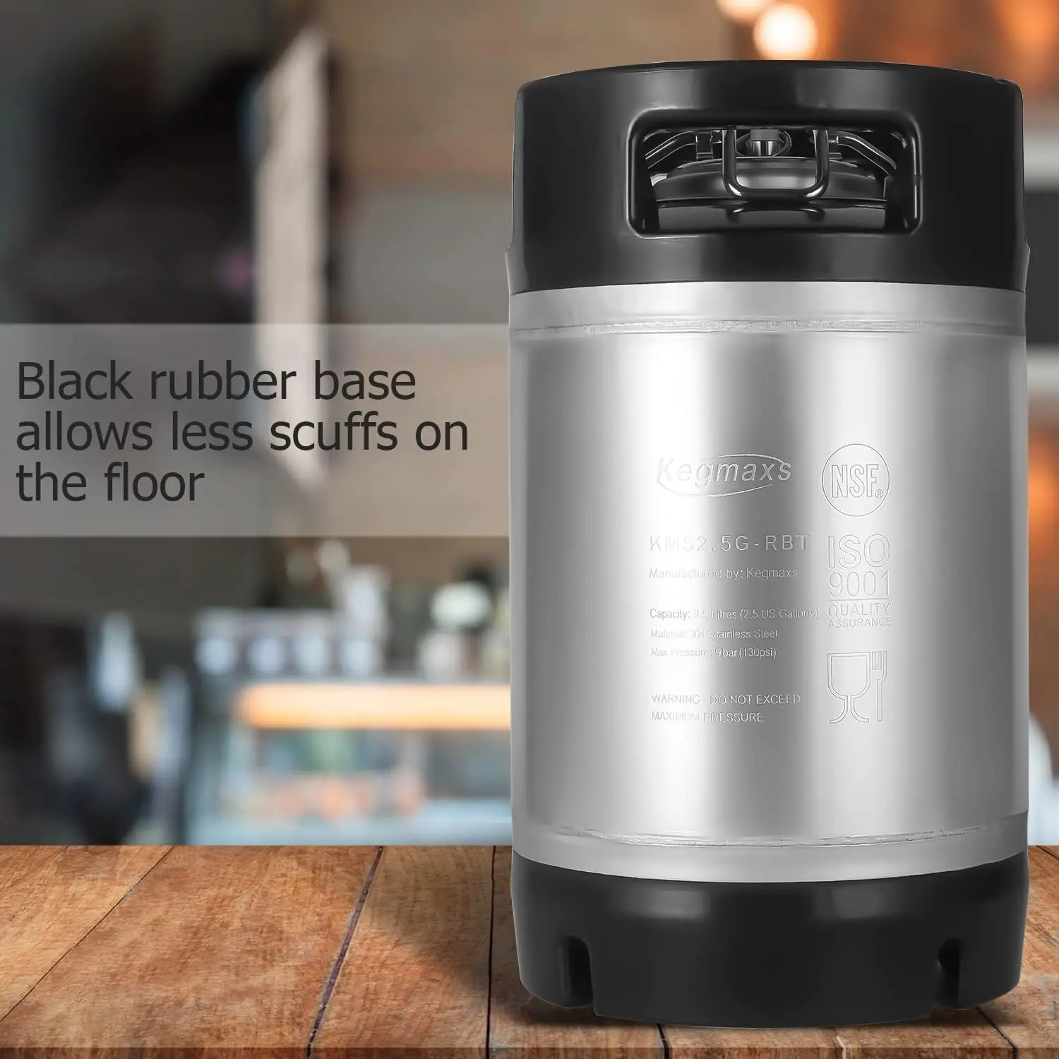 

NEW 2.5 Gallon 9.5L Home Brew Beer Corny Keg With Dual Rubber Handle Home Brew Cornelius Keg for Soda Water Nitro Coffee Brew
