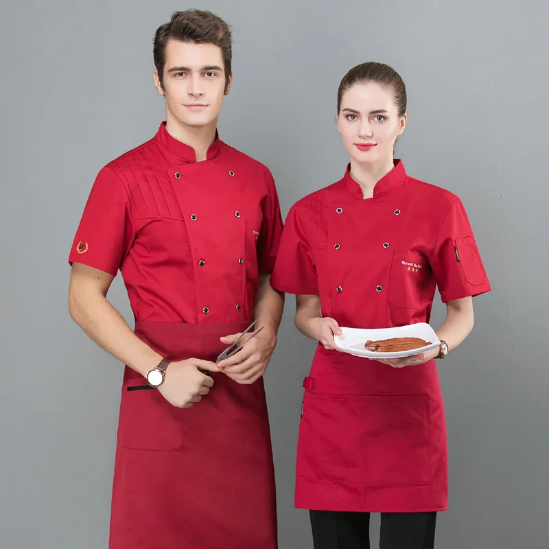 

Chef's work uniform for men, short-sleeved, summer, suitable for hotel, restaurant, kitchen, cake shop, baking, breathable and l