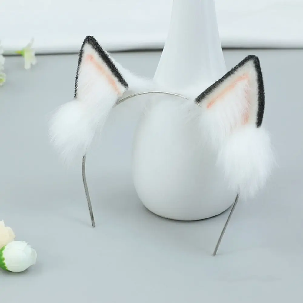 Hairband 20cm Headwear Ear Cat Wolf Ears Tails Idol Headwear Cat Ear Black White Soft Headwear for Cotton Idol Accessories