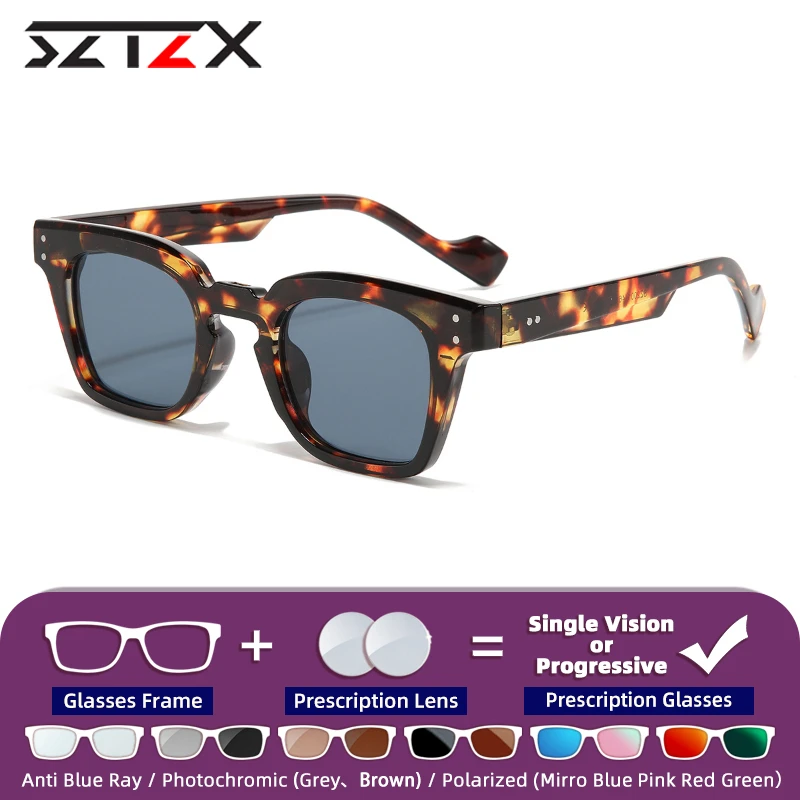 

SZTZX Men Polarized Sunglasses Fashion Square Progressive Prescription Shade Sun Glasses Anti-Glare Driving Myopia Eyeglasses