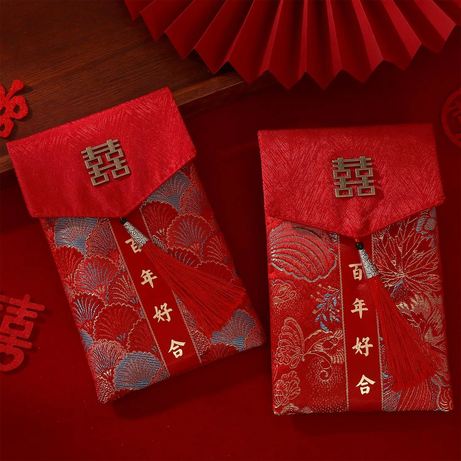 

1Pcs Wedding Fabric Red Envelopes, Tea Ceremony Silk, Wedding Celebration, Embroidered Red Envelopes