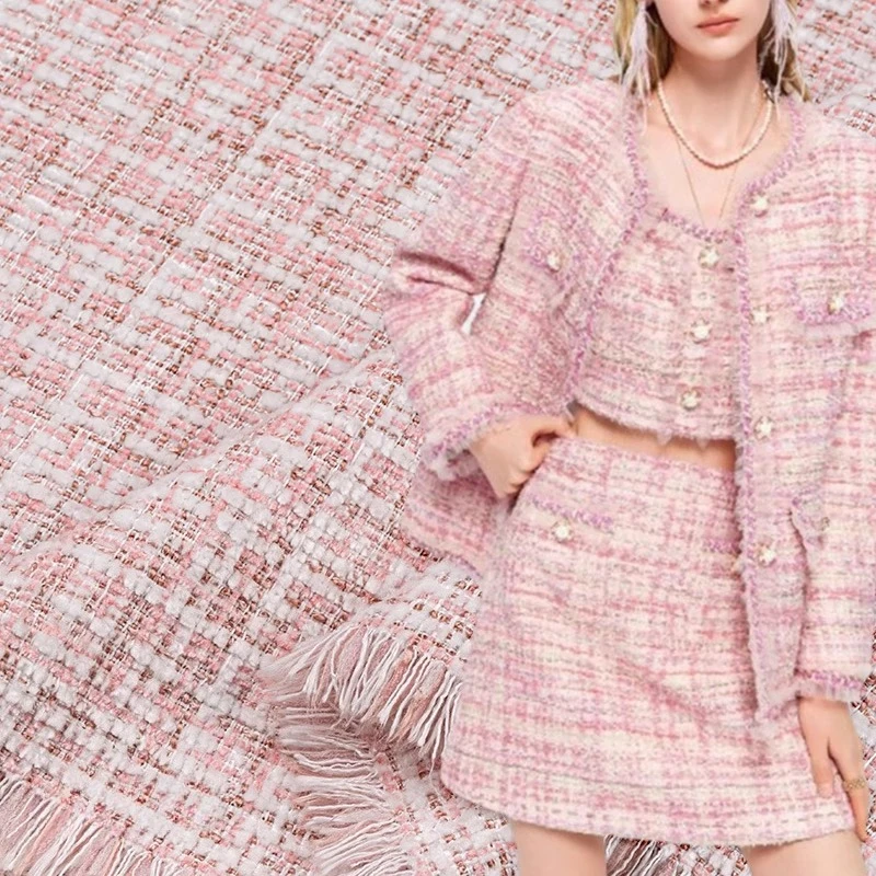 High End Small Fragrance Style Coarse Tweed Fabric Korean Style Spring and Autumn Jacket Dress Vest Bag DIY Handmade Home Fabric